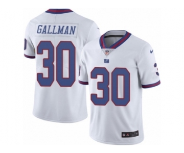 Men's Nike New York Giants #30 Wayne Gallman Limited White Rush NFL Jersey