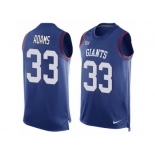 Men's Nike New York Giants #33 Andrew Adams Limited Royal Blue Player Name & Number Tank Top NFL Jersey