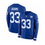 Men's Nike New York Giants #33 Andrew Adams Limited Royal Blue Therma Long Sleeve NFL Jersey