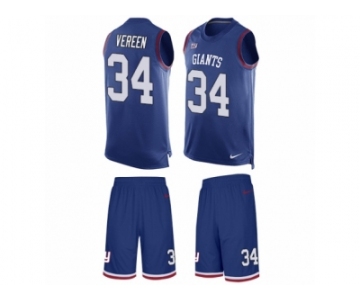 Men's Nike New York Giants #34 Shane Vereen Limited Royal Blue Tank Top Suit NFL Jersey