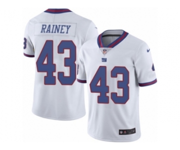 Men's Nike New York Giants #43 Bobby Rainey Limited White Rush NFL Jersey