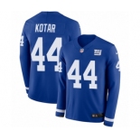 Men's Nike New York Giants #44 Doug Kotar Limited Royal Blue Therma Long Sleeve NFL Jersey