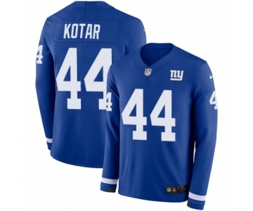 Men's Nike New York Giants #44 Doug Kotar Limited Royal Blue Therma Long Sleeve NFL Jersey