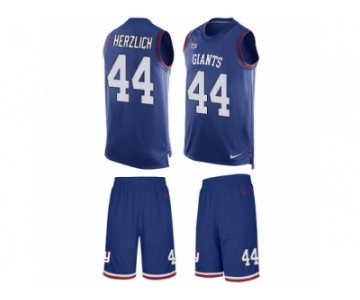 Men's Nike New York Giants #44 Mark Herzlich Limited Royal Blue Tank Top Suit NFL Jersey