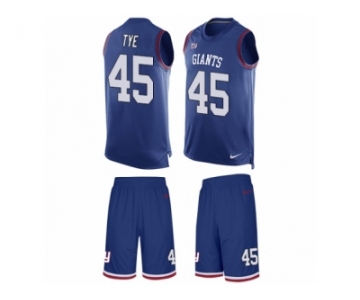 Men's Nike New York Giants #45 Will Tye Limited Royal Blue Tank Top Suit NFL Jersey