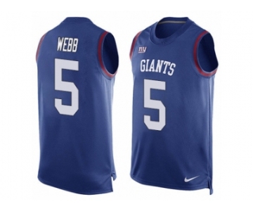 Men's Nike New York Giants #5 Davis Webb Limited Royal Blue Player Name & Number Tank Top NFL Jersey