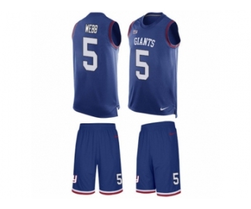 Men's Nike New York Giants #5 Davis Webb Limited Royal Blue Tank Top Suit NFL Jersey