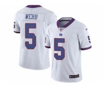 Men's Nike New York Giants #5 Davis Webb Limited White Rush NFL Jersey