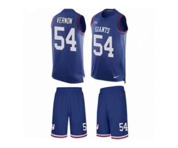 Men's Nike New York Giants #54 Olivier Vernon Limited Royal Blue Tank Top Suit NFL Jersey