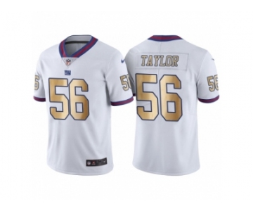 Men's Nike New York Giants #56 Lawrence Taylor White Gold Limited Special Color Rush Jersey