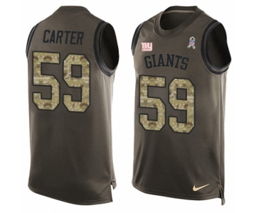 Men's Nike New York Giants #59 Lorenzo Carter Limited Green Salute to Service Tank Top NFL Jersey