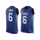 Men's Nike New York Giants #6 Logan Thomas Limited Royal Blue Player Name & Number Tank Top NFL Jersey