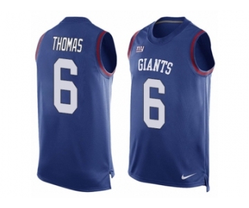 Men's Nike New York Giants #6 Logan Thomas Limited Royal Blue Player Name & Number Tank Top NFL Jersey