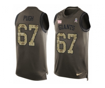 Men's Nike New York Giants #67 Justin Pugh Limited Green Salute to Service Tank Top NFL Jersey