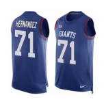 Men's Nike New York Giants #71 Will Hernandez Limited Royal Blue Player Name & Number Tank Top NFL Jersey