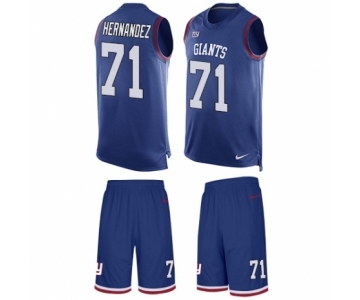 Men's Nike New York Giants #71 Will Hernandez Limited Royal Blue Tank Top Suit NFL Jersey