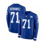 Men's Nike New York Giants #71 Will Hernandez Limited Royal Blue Therma Long Sleeve NFL Jersey