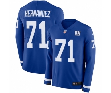 Men's Nike New York Giants #71 Will Hernandez Limited Royal Blue Therma Long Sleeve NFL Jersey