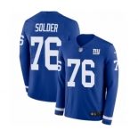 Men's Nike New York Giants #76 Nate Solder Limited Royal Blue Therma Long Sleeve NFL Jersey