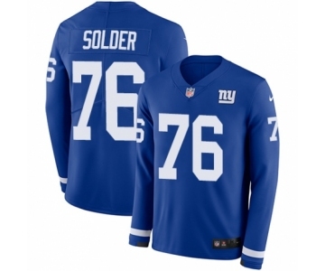 Men's Nike New York Giants #76 Nate Solder Limited Royal Blue Therma Long Sleeve NFL Jersey