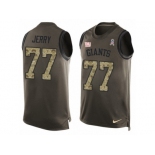 Men's Nike New York Giants #77 John Jerry Limited Green Salute to Service Tank Top NFL Jersey