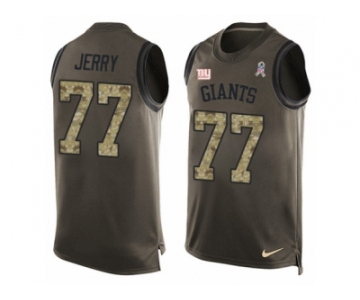 Men's Nike New York Giants #77 John Jerry Limited Green Salute to Service Tank Top NFL Jersey