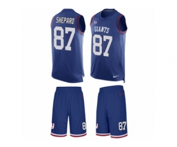 Men's Nike New York Giants #87 Sterling Shepard Limited Royal Blue Tank Top Suit NFL Jersey