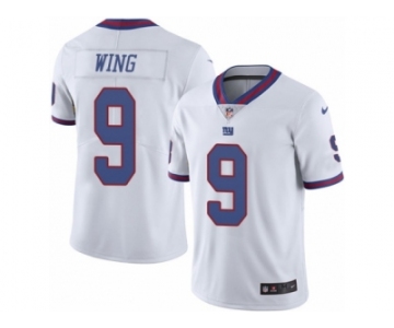 Men's Nike New York Giants #9 Brad Wing Limited White Rush NFL Jersey