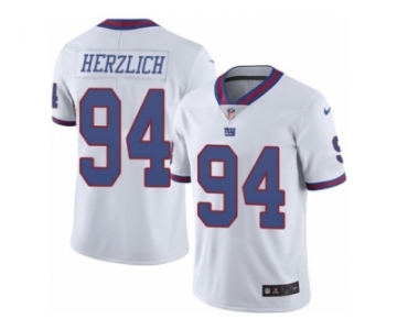 Men's Nike New York Giants #94 Mark Herzlich Limited White Rush NFL Jersey