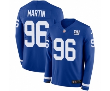 Men's Nike New York Giants #96 Kareem Martin Limited Royal Blue Therma Long Sleeve NFL Jersey