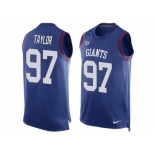 Men's Nike New York Giants #97 Devin Taylor Limited Royal Blue Player Name & Number Tank Top NFL Jersey