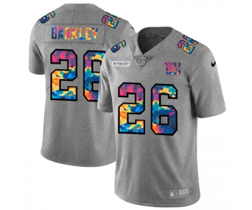 New York Giants #26 Saquon Barkley Men's Nike Multi-Color 2020 NFL Crucial Catch NFL Jersey Greyheather