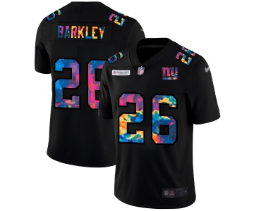 New York Giants #26 Saquon Barkley Men's Nike Multi-Color Black 2020 NFL Crucial Catch Vapor Untouchable Limited Jersey