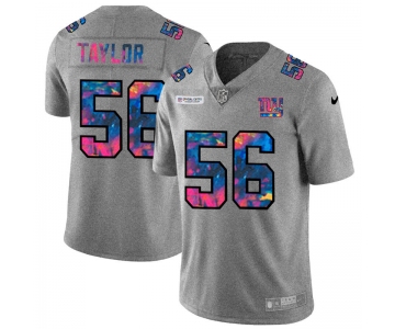 New York Giants #56 Lawrence Taylor Men's Nike Multi-Color 2020 NFL Crucial Catch NFL Jersey Greyheather