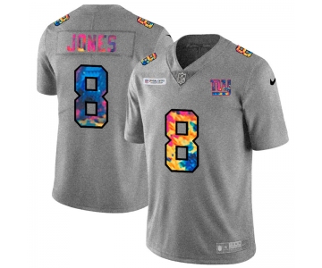 New York Giants #8 Daniel Jones Men's Nike Multi-Color 2020 NFL Crucial Catch NFL Jersey Greyheather