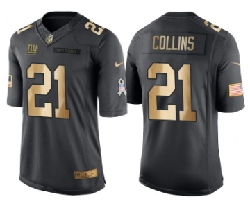 Nike New York Giants #21 Landon Collins Anthracite 2016 Christmas Day Gold Men's NFL Limited Salute to Service Jersey