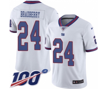 Nike New York Giants #24 James Bradberry White Men's Stitched NFL Limited Rush 100th Season Jersey