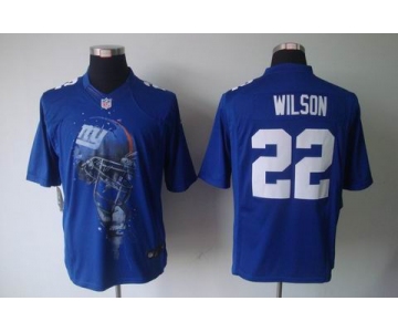 nike nfl jerseys new york giants #22 wilson blue[helmet tri-blend limited]