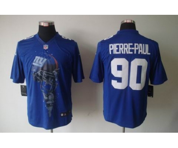 nike nfl jerseys new york giants #90 pierre-paul blue[helmet tri-blend limited]