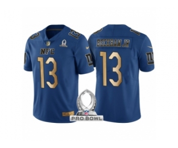 Women New York Giants #13 Odell Beckham Jr NFC 2017 Pro Bowl Blue Gold Limited Jersey