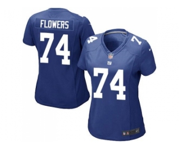 Women Nike Giants #74 Ereck Flowers Royal Blue Team Color Stitched NFL Elite Jersey