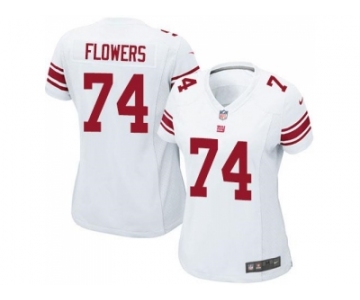 Women Nike Giants #74 Ereck Flowers White Stitched NFL Elite Jersey