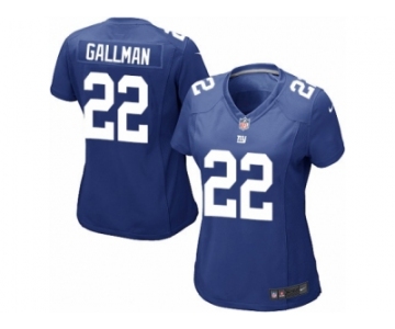 Women Nike New York Giants #22 Wayne Gallman Game Royal Blue Team Color NFL Jersey