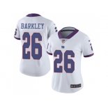 Women Nike New York Giants #26 Saquon Barkley White Stitched NFL Limited Rush Jersey