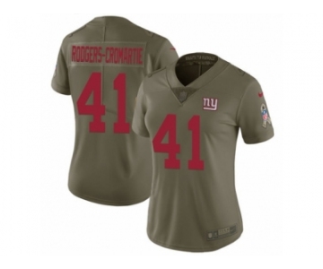 Women Nike New York Giants #41 Dominique Rodgers-Cromartie Limited Olive 2017 Salute to Service NFL Jersey