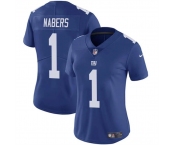 Women's New York Giants #1 Malik Nabers Blue Vapor Stitched Jersey