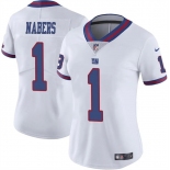 Women's New York Giants #1 Malik Nabers White Color Rush Stitched Jersey