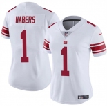 Women's New York Giants #1 Malik Nabers White Vapor Stitched Jersey