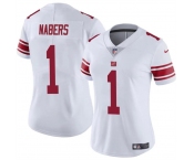 Women's New York Giants #1 Malik Nabers White Vapor Stitched Jersey