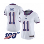 Women's New York Giants #11 Phil Simms Limited White Rush Vapor Untouchable 100th Season Football Jersey